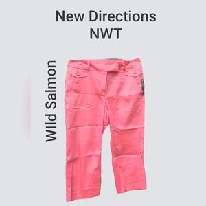 NWT New Directions Womens Classic Fit Chinos Wild Salmon Color Size 6 New